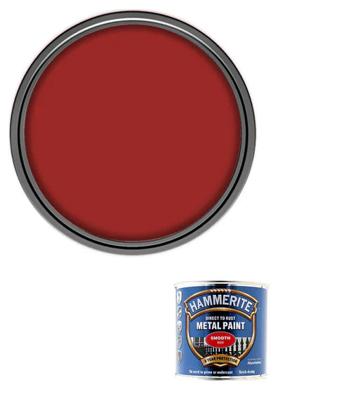 Hammerite Smooth Direct to Rust Quick Drying Metal Paint – Smooth Red 250ml