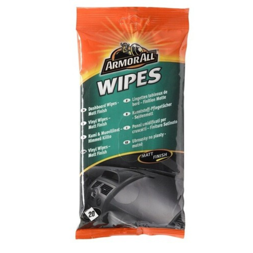 Package of Armor All wipes with a white background