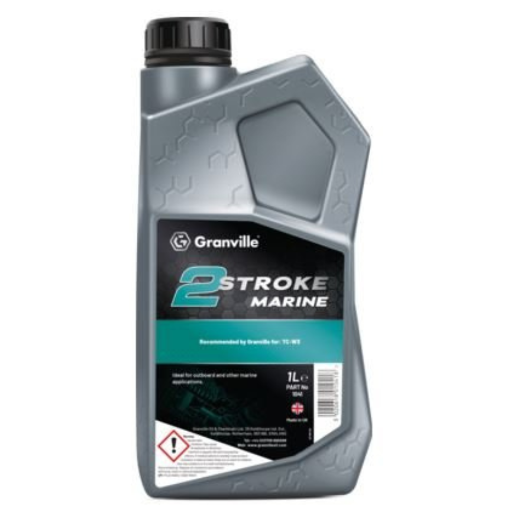 Granville 2 Stroke Marine oil bottle on a white background