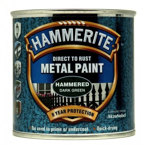 Hammerite Direct to Rust Metal Paint - Hammered Dark Green Finish 250ml