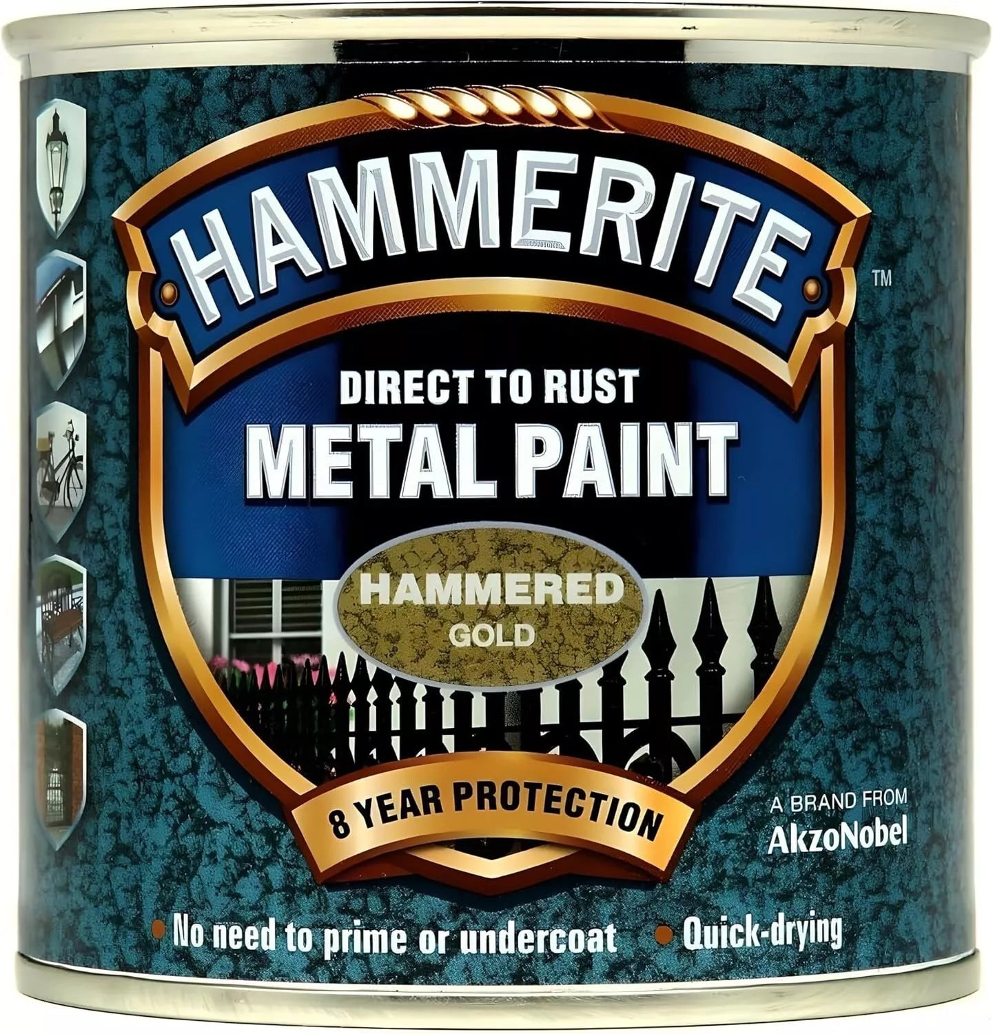 Hammerite Direct to Rust Metal Paint - Hammered Gold Finish 250ml
