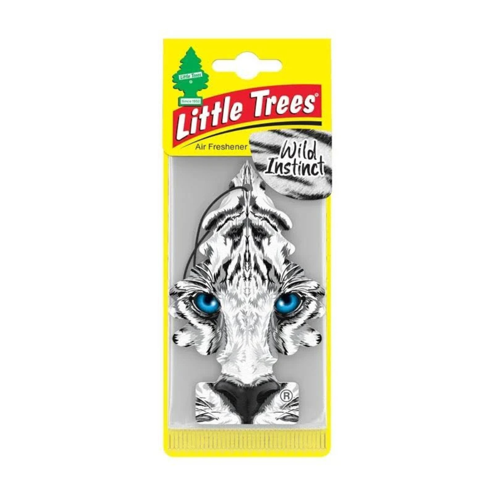 Little Trees Wild Instinct air freshener in bold, snow leopard packaging.