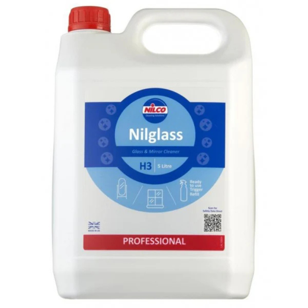Nilco Nilglass H3 glass cleaner container on a white background
