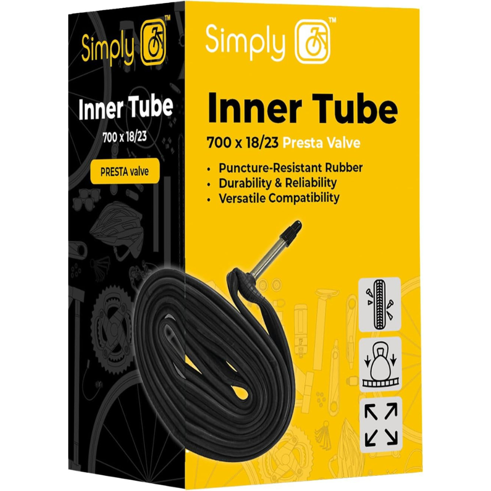 Box of Simply Inner Tube with bicycle graphics on a white background