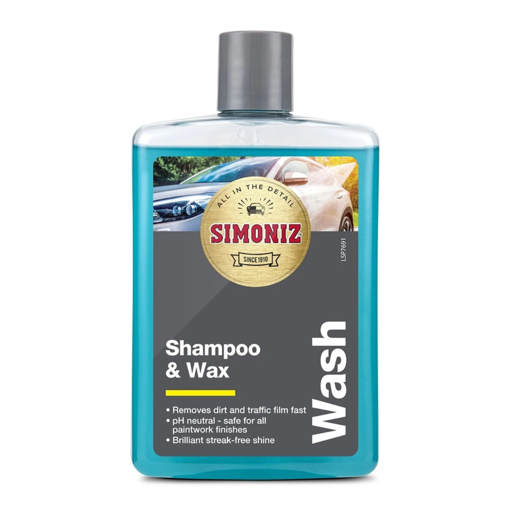 Bottle of Simoniz Shampoo & Wax on a white background