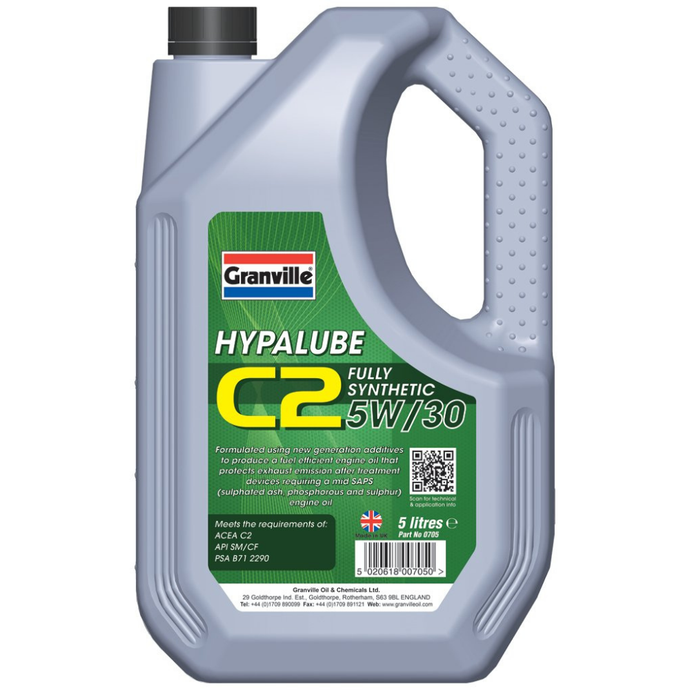 Granville Hypalube C2 fully synthetic engine oil container on a white background