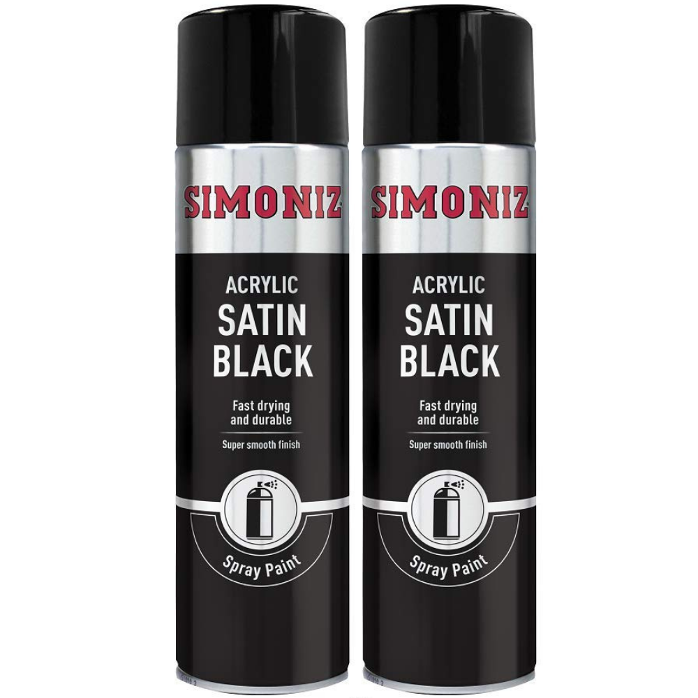 Simoniz Acrylic Satin Black Spray Paint 2x 500ml