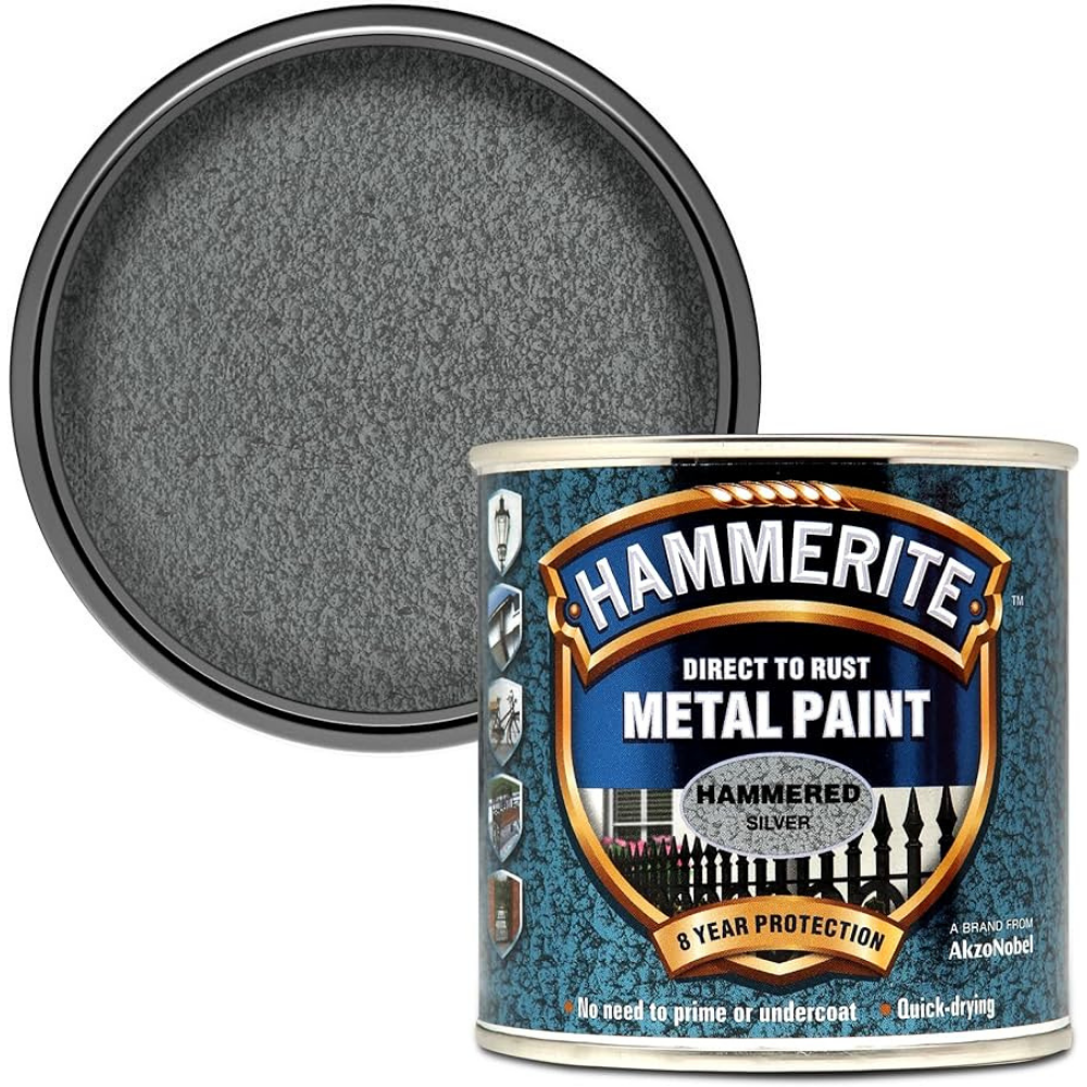 Hammerite Direct to Rust Quick Drying Metal Paint – Hammered Silver 750ml