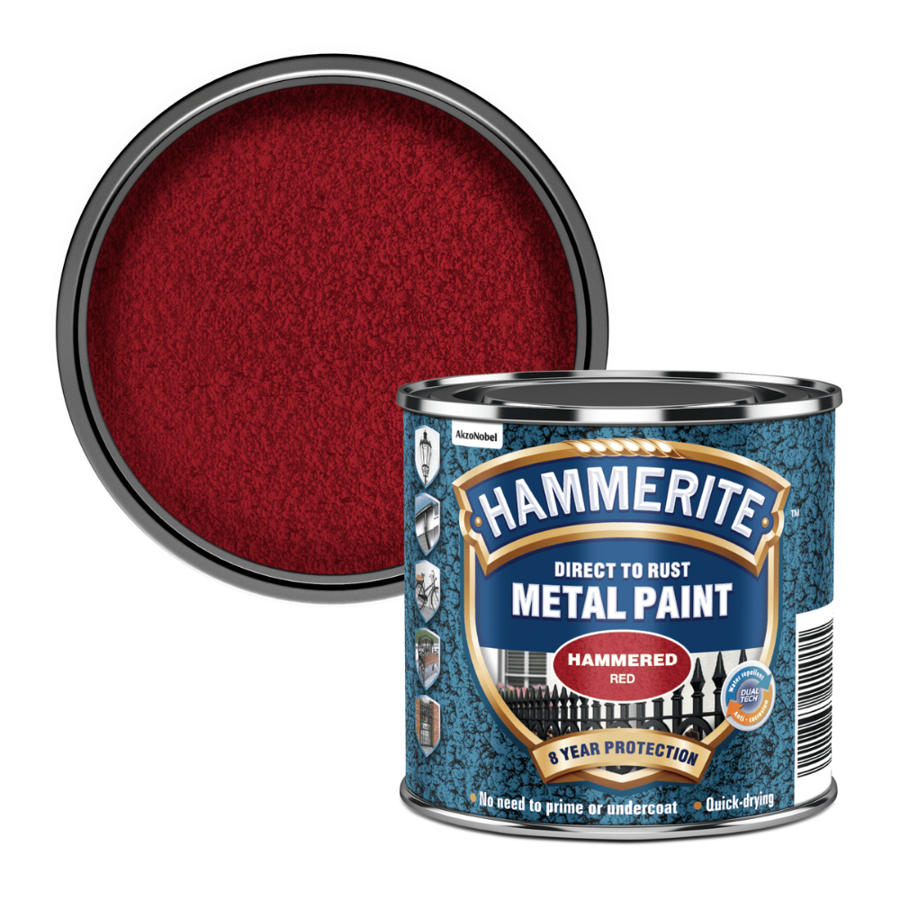 Hammerite Direct to Rust Quick Drying Metal Paint – Hammered Red 250ml