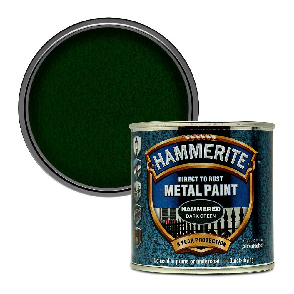 Hammerite Direct to Rust Quick Drying Metal Paint – Hammered Dark Green 250ml