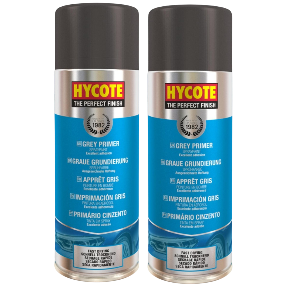 Hycote XUK03015 Grey Primer Spray Paint 400ml X 2
