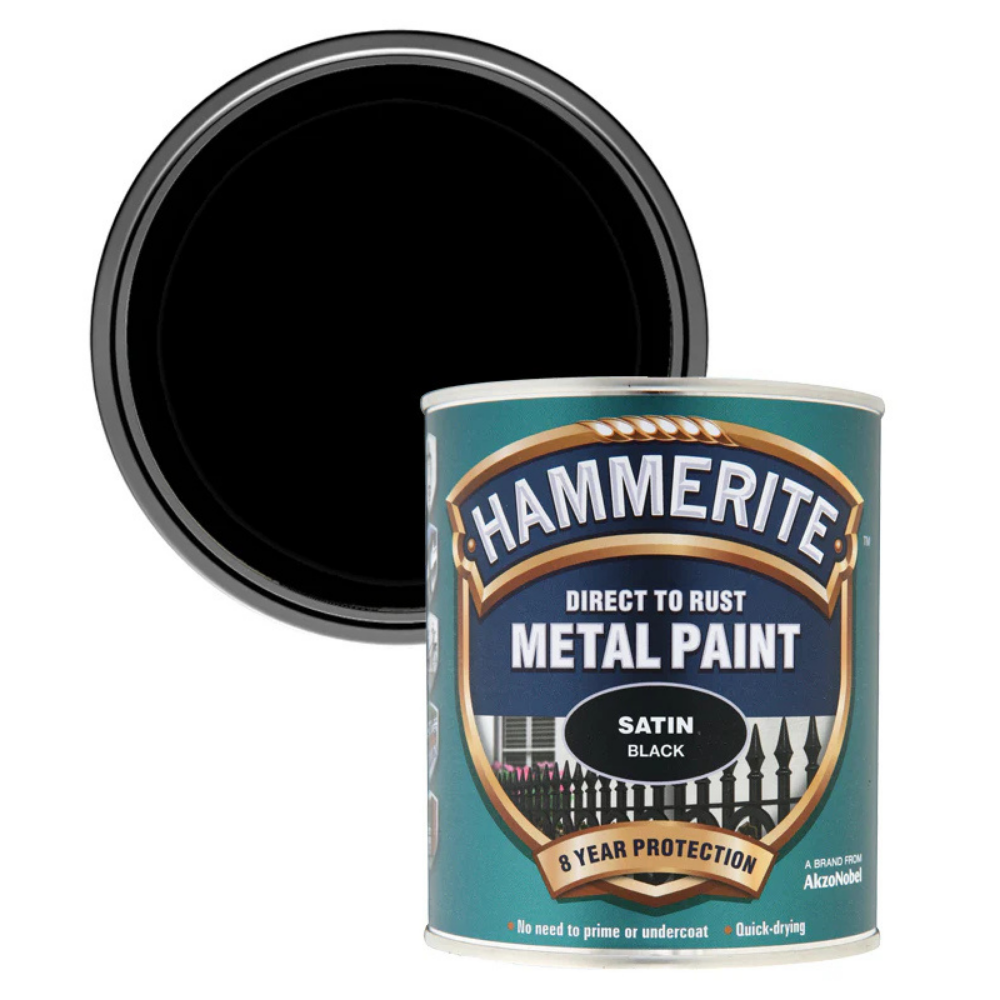 Hammerite Satin Direct to Rust Metal Paint – Satin Black 750ml