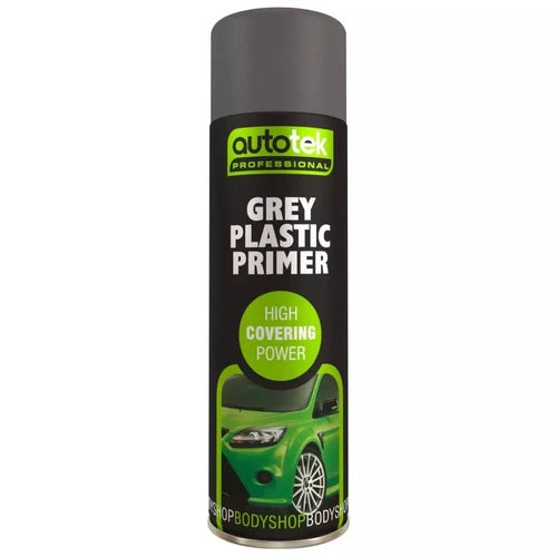 “AutoTek Grey Plastic Primer 500ml aerosol spray paint can”