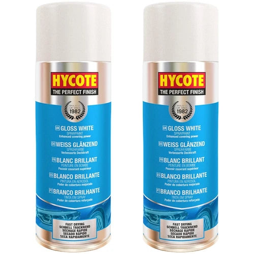 “Hycote XUK032 Gloss White Spray Paint twin‑pack 400ml”