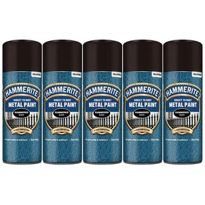 “5 x Hammerite Hammered Black Aerosol 400ml – direct to rust metal paint”