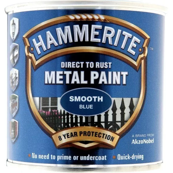 Hammerite Direct to Rust Metal Paint - Smooth Blue Finish 250ml