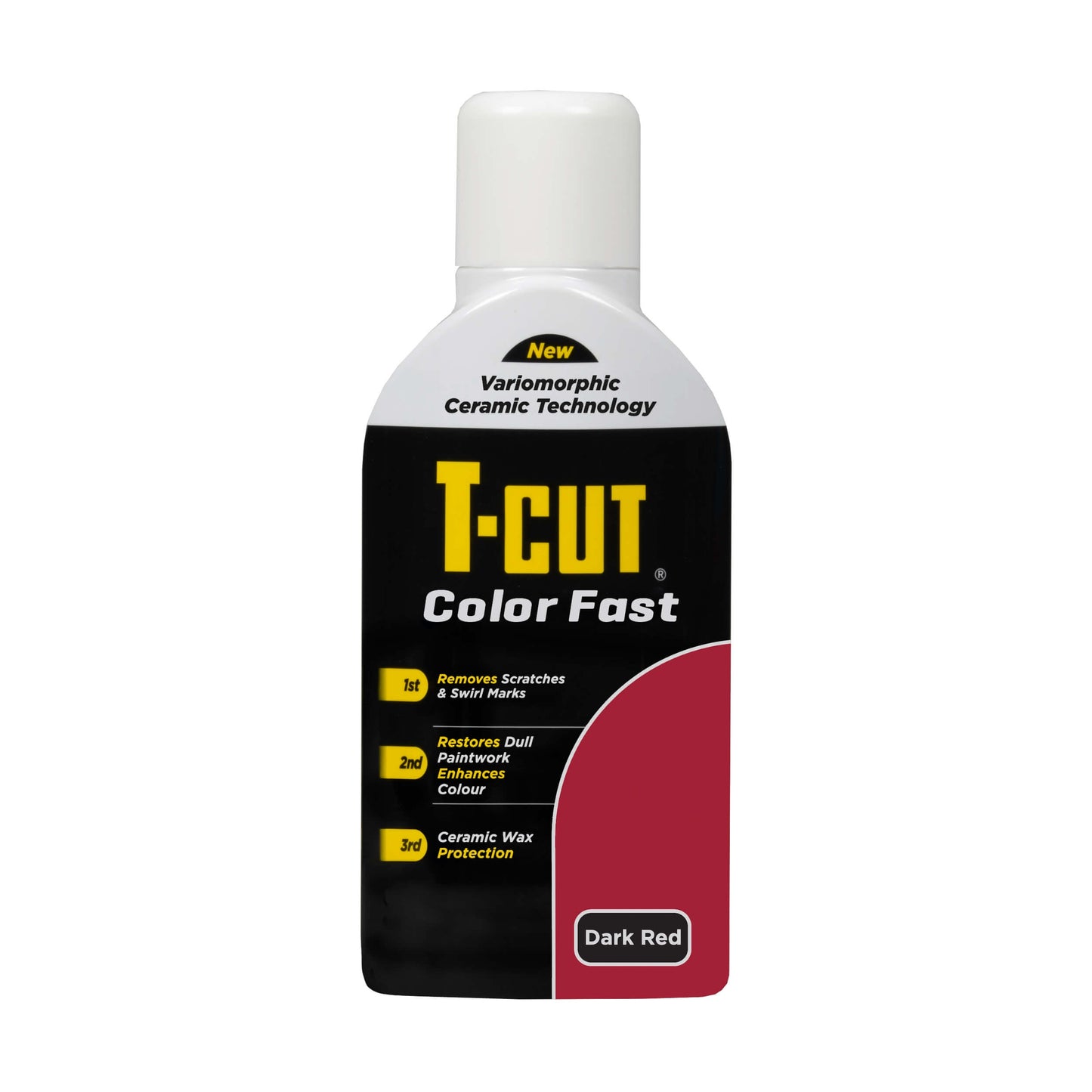 “T‑Cut Color Fast Ceramic Dark Red Paintwork Restorer 500ml bottle”