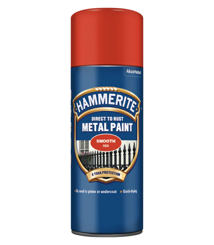 Hammerite Smooth Direct to Rust Aerosol Metal Paint – Smooth Red 400ml