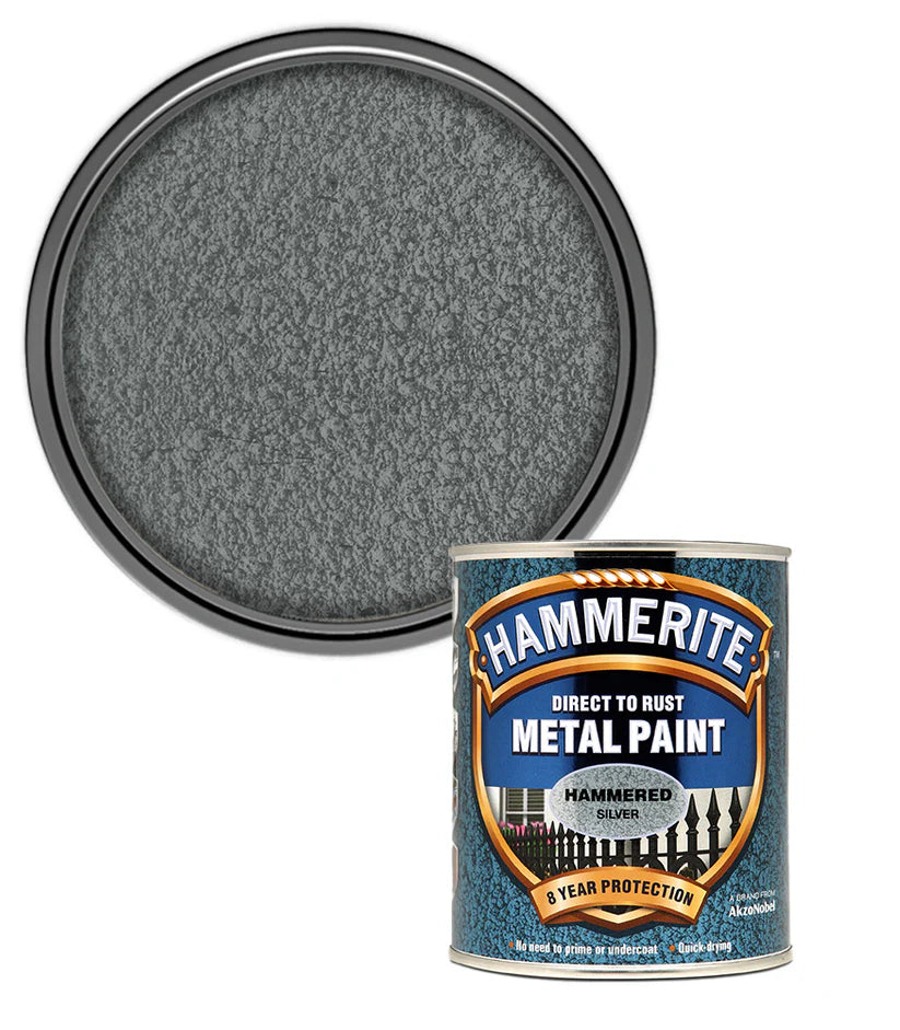 Hammerite Direct to Rust Quick Drying Metal Paint – Hammered Silver 750ml