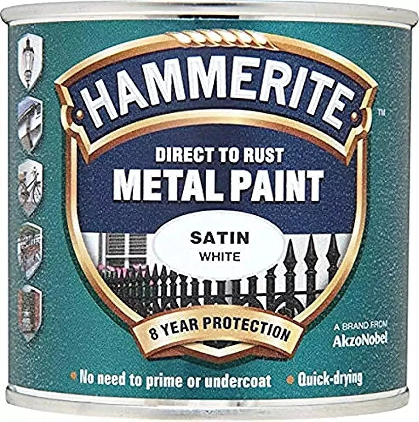 Hammerite Direct to Rust Metal Paint - White Satin Finish 250ml