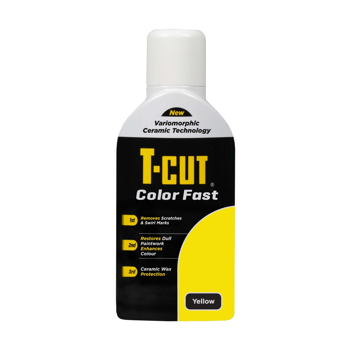 “T‑Cut Color Fast Ceramic Yellow Paintwork Restorer 500ml bottle”