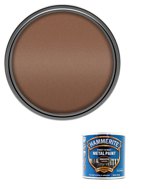 Hammerite Smooth Direct to Rust Quick Drying Metal Paint – Smooth Copper 250ml