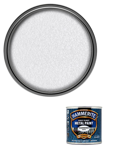 Hammerite Direct to Rust Quick Drying Metal Paint – Hammered White 250ml
