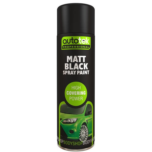Autotek MATT BLACK 500ml Acrylic Formula Spray Paint For Plastic Metal Wood