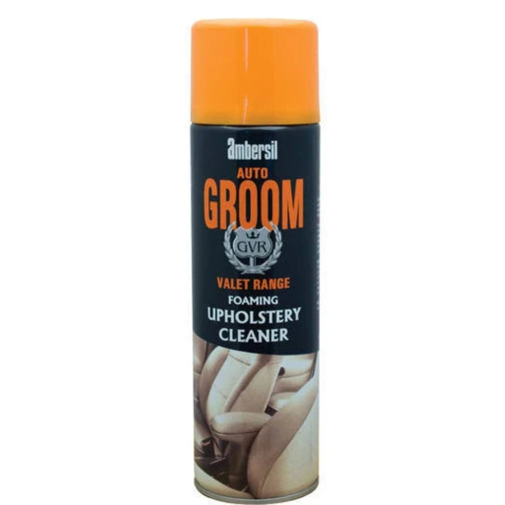 Ambersil Auto Groom upholstery cleaner can on a white background