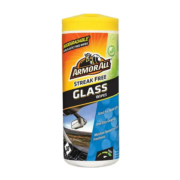 Canister of Armor All Streak Free Glass Wipes on a white background