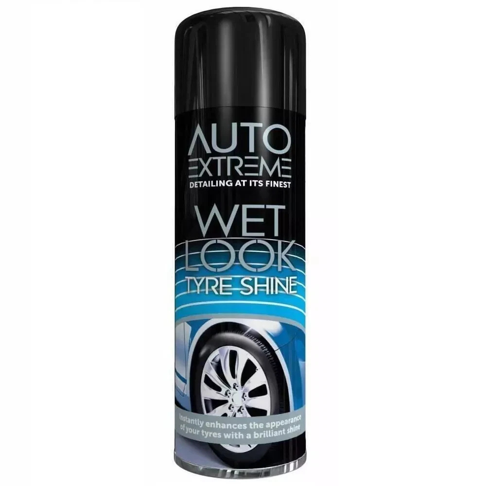 Can of Auto Extreme Wet Look Tyre Shine on a white background