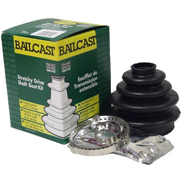 Bailcast stretchy drive shaft boot kit with packaging on a white background
