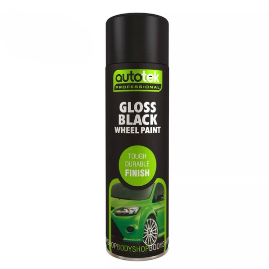 Autotek Professional Tough Durable Finish Spray Paint, Gloss Black Wheel Paint, 500 ml