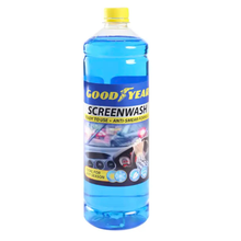 Bottle of Goodyear screenwash on a white background