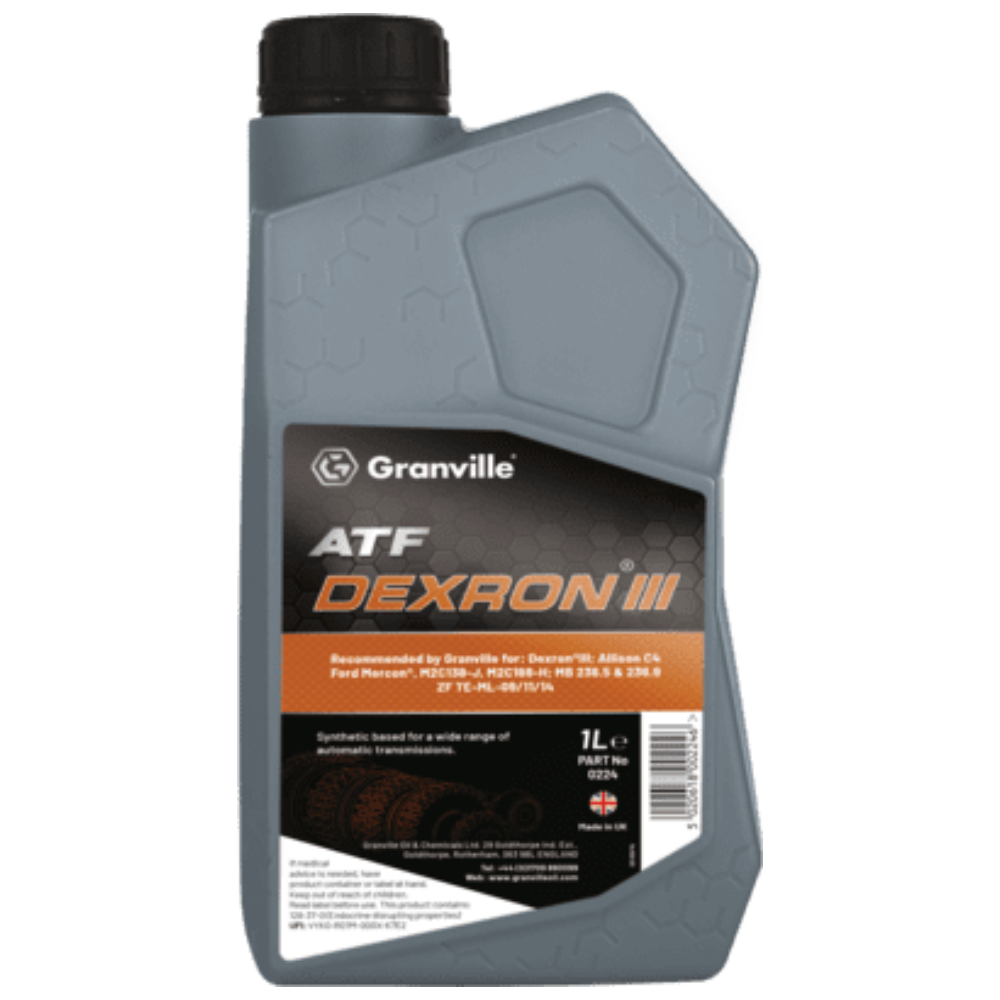 Granville ATF Dexron III oil bottle on a white background
