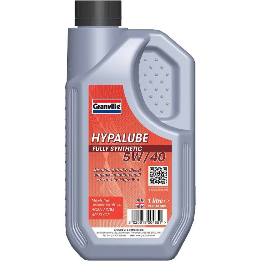Granville Hypalube fully synthetic 5W/40 oil bottle on a white background