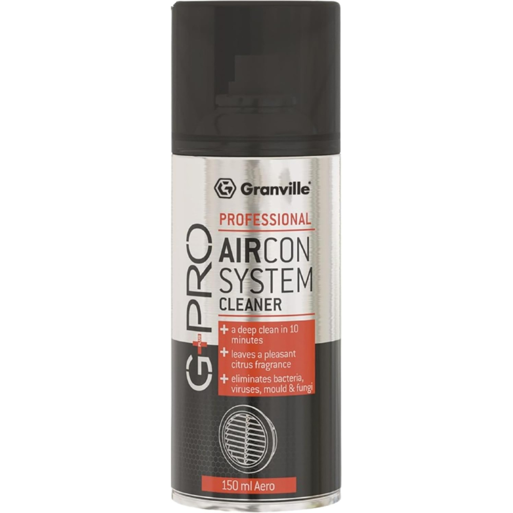 Granville G+ Pro aircon system cleaner can on a white background