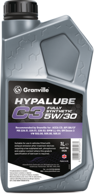 Granville Hypalube C3 fully synthetic motor oil container