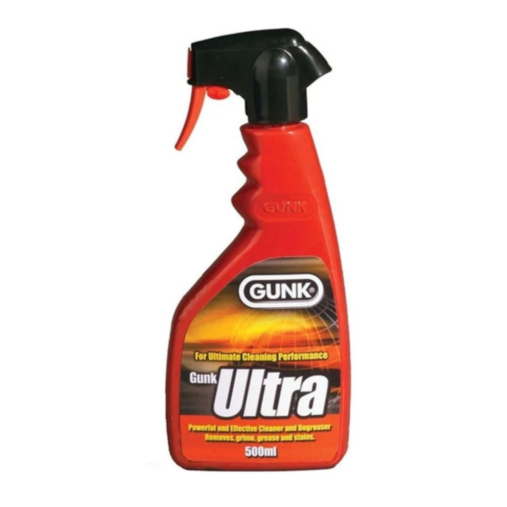 Gunk Ultra cleaning spray bottle on a white background