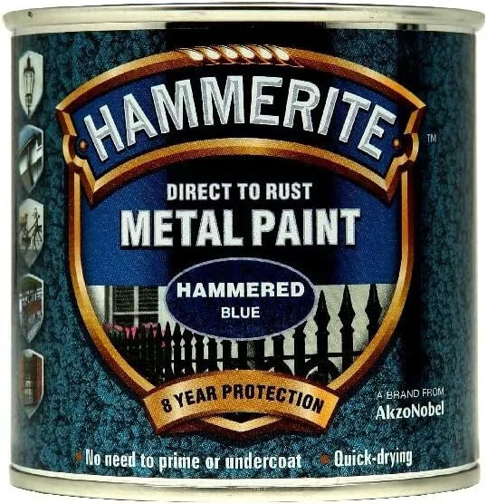 Hammerite Direct to Rust Metal Paint - Hammered Blue Finish 750ml