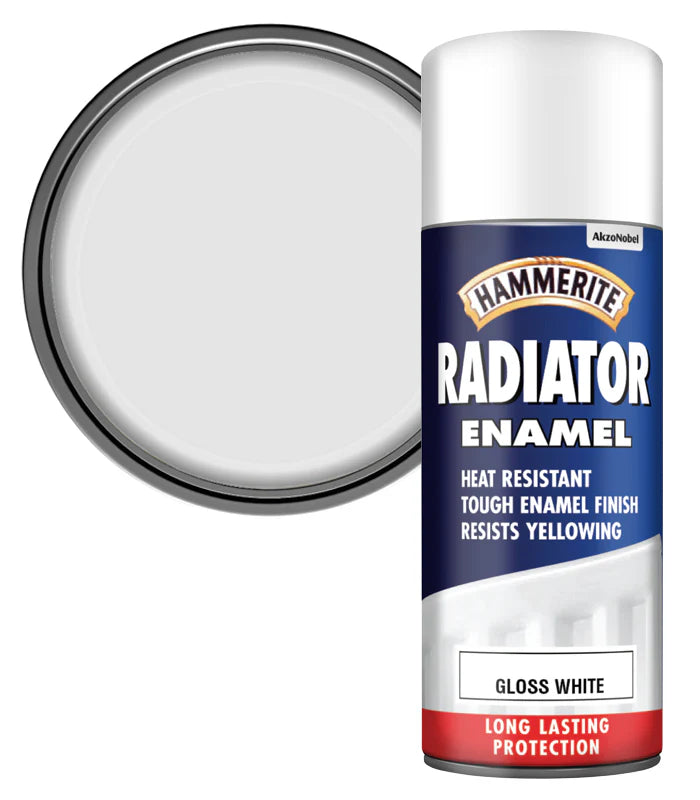 Hammerite Radiator Enamel Aerosol Gloss White 400ml