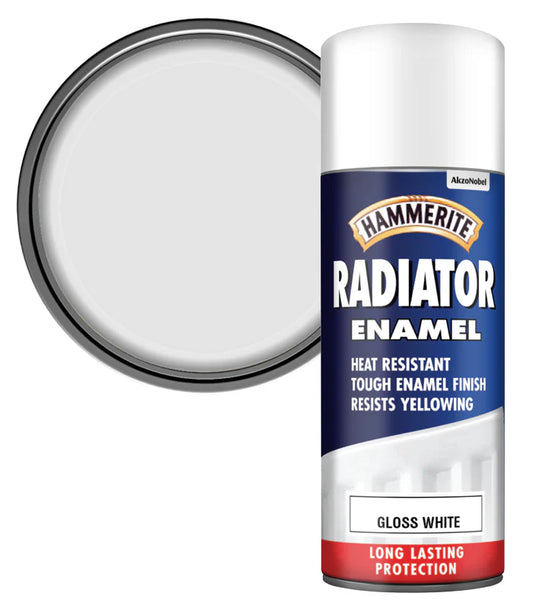 Hammerite Radiator Enamel Aerosol Gloss White 400ml