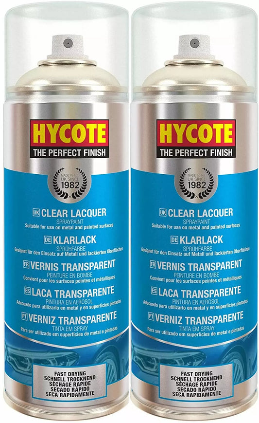 2 x Hycote Clear Lacquer Car, Van, Bike Spray Paint / Aerosol 400ml