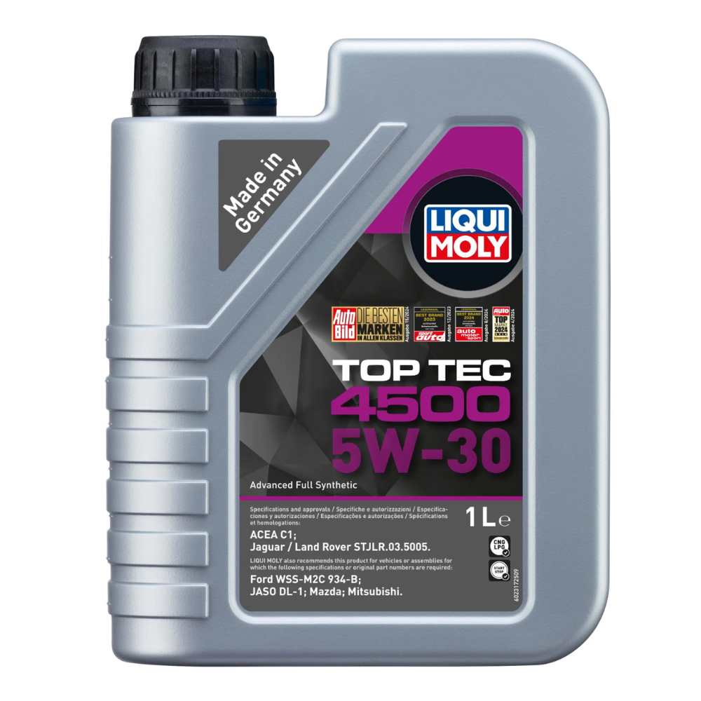Liqui Moly Top Tec 4500 5W-30 oil container on a white background