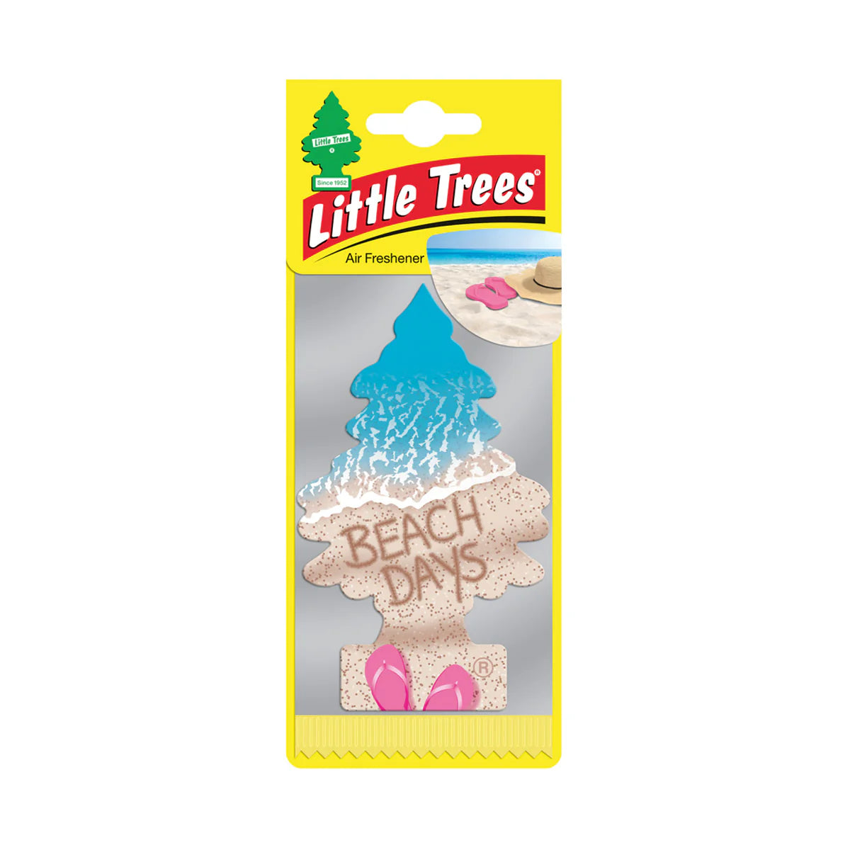Little Trees Beach Days air freshener packaging on a white background