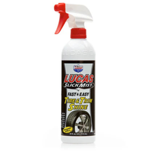 Lucas Slick Mist tire and trim shine spray bottle on a white background