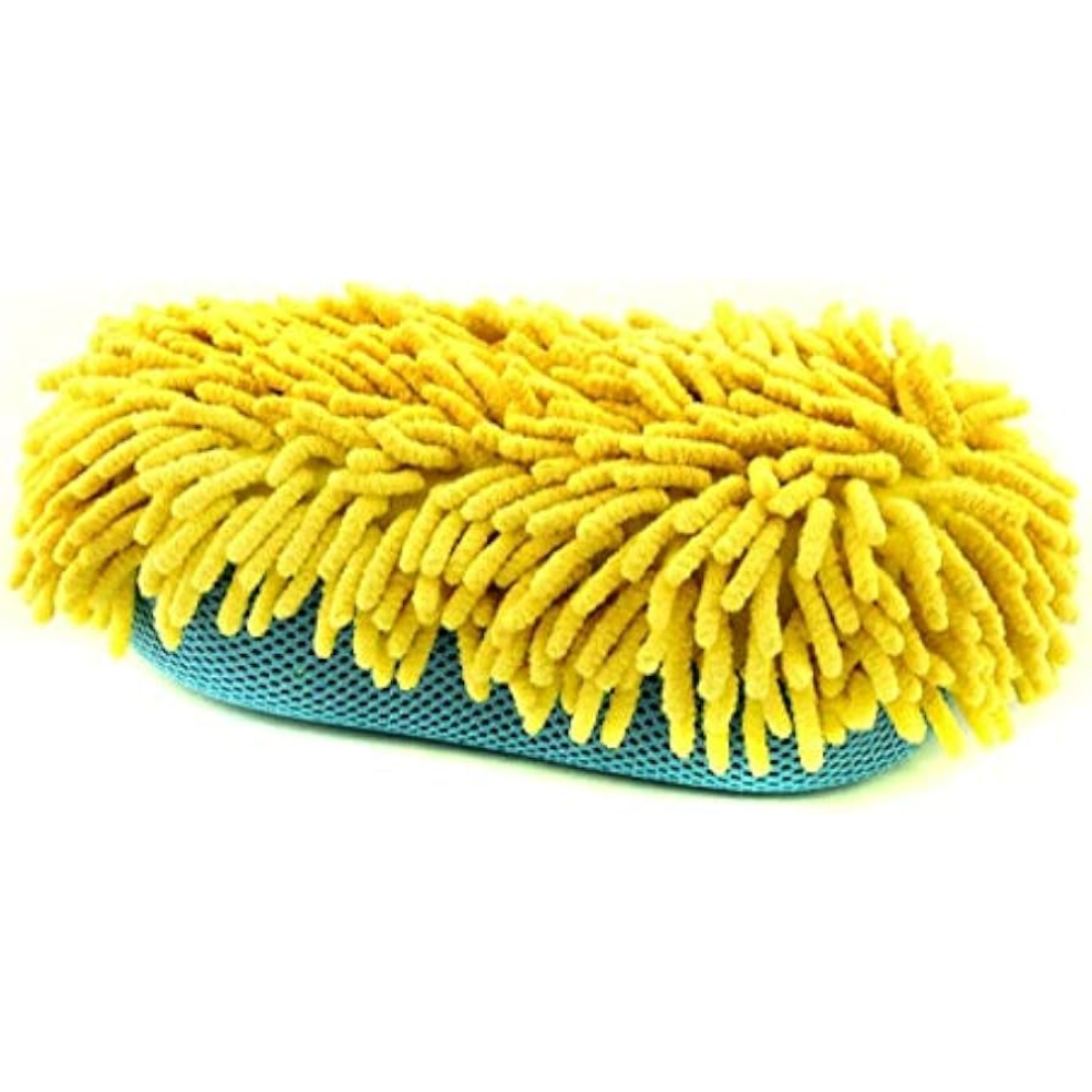 Yellow microfiber cleaning pad on a white background