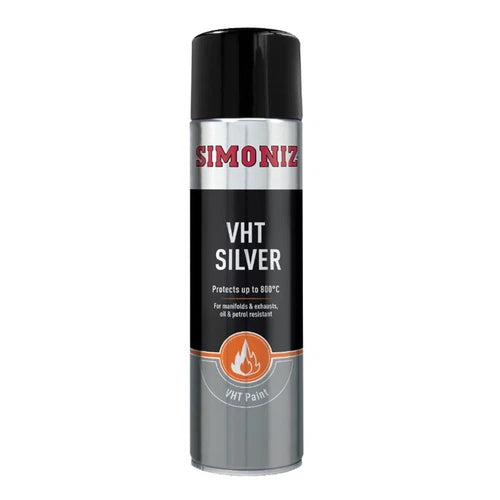 “Simoniz VHT Silver Very High Temperature 500ml aerosol spray paint can”