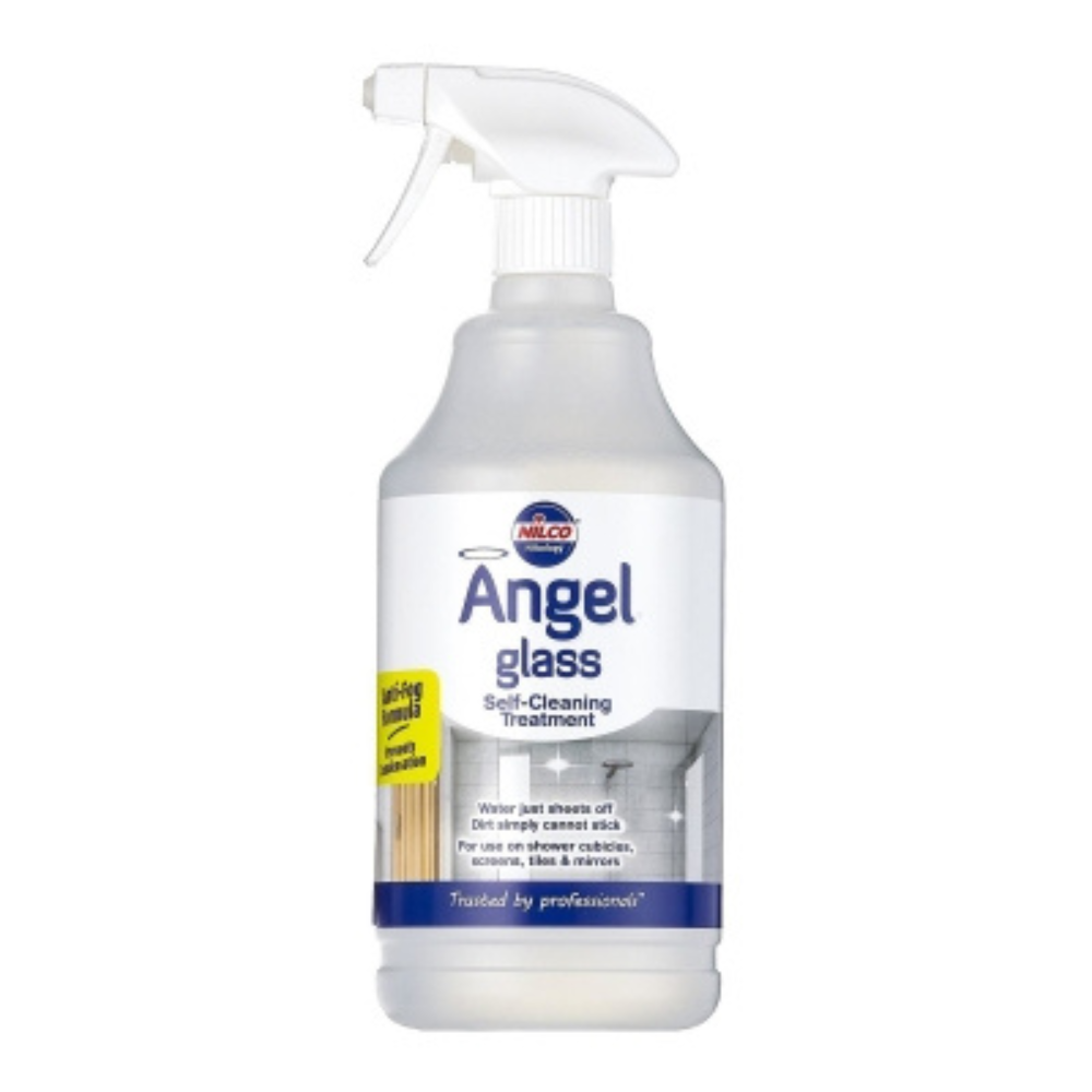 Angel glass self-cleaning treatment spray bottle on a white background