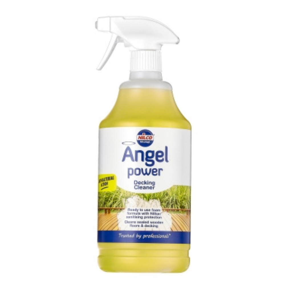 Spray bottle labeled 'Angel Power' on a white background